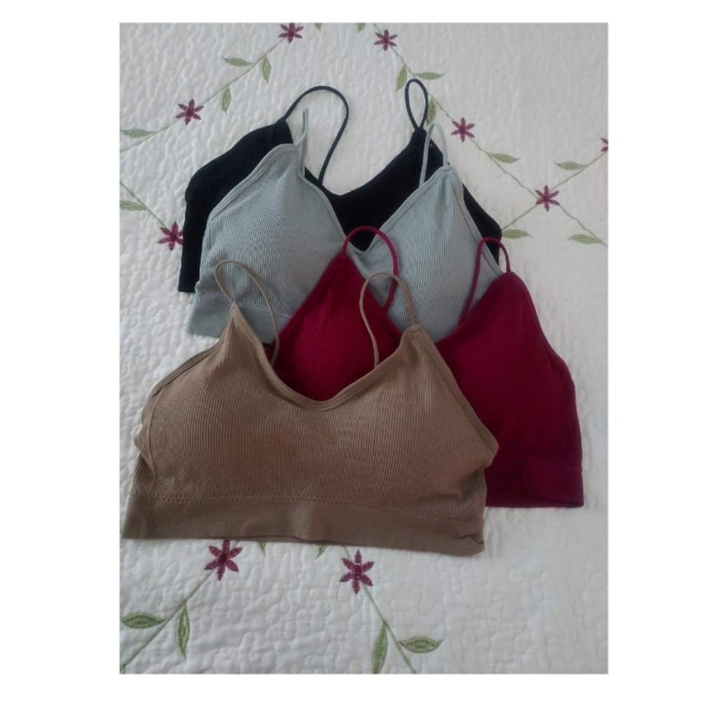 PRICE DROP!!  NEW.  Qty 4 Pull-on Bras (With removable padding)